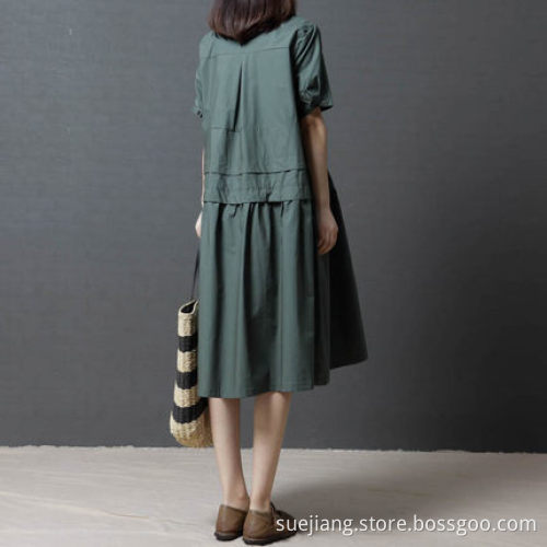 Women Loose Linen Big Size Casual Dress